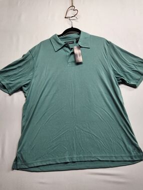 ⭐️NWT Methode Island Breeze Textured Modal Polo M Mens Green Golf Short Sleeve